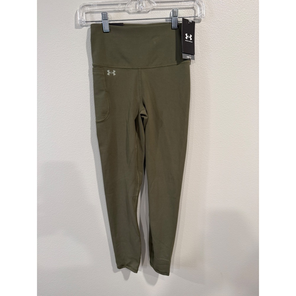 Under Armour Women's High‎ Rise Ankle Legging Olive Green XS TP/ECH Pockets New